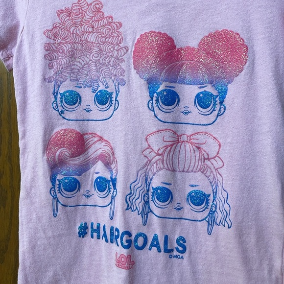 LOL SURPRISE UGC Sz 6/6x Pink Hair Goals short sleeve t-shirt blue girls - Picture 4 of 7